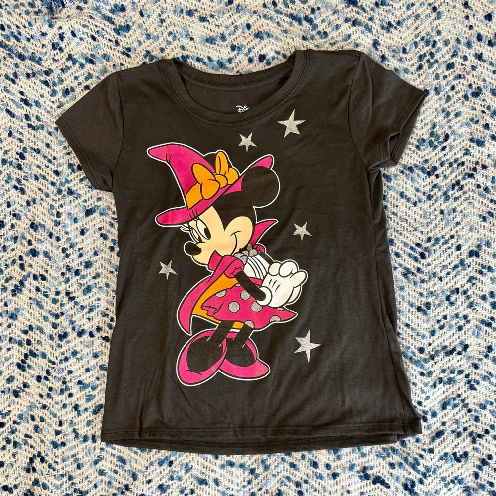 Disney Minnie Mouse Witch Halloween Tee – Black & Pink – Size 12